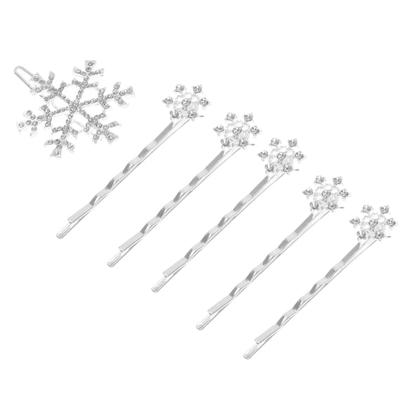 Healifty 6Pcs Snowflake Hair Bobby Pins Alloy Silver Hair Holding for Women Wedding Birthday