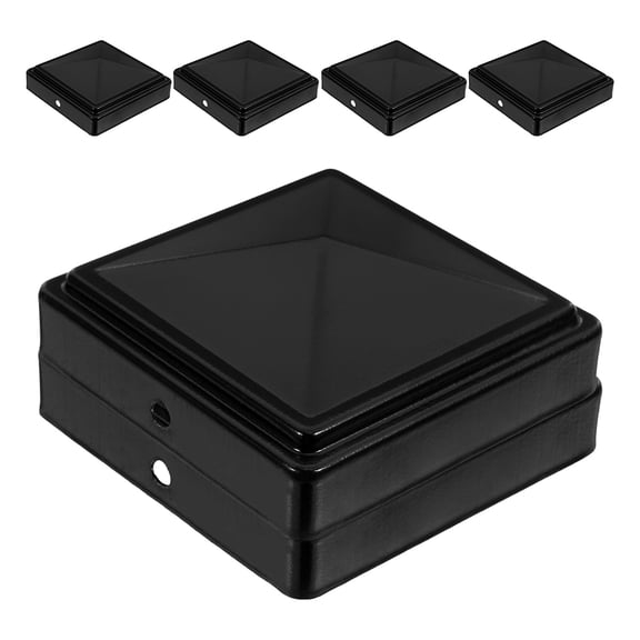 Healifty 6Pcs Square Aluminum Post Caps Black Metal Fence Post Covers for Home Exterior Use