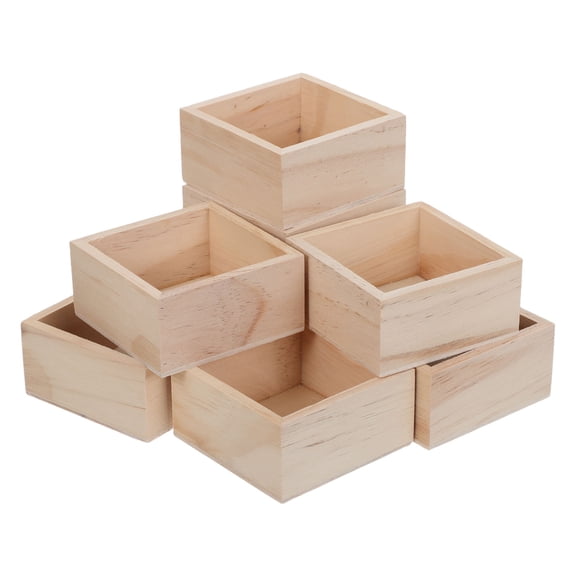 Healifty 8Pcs Unfinished Wood Storage Cubes Small Wooden Decorative Boxes for Sundries Organization