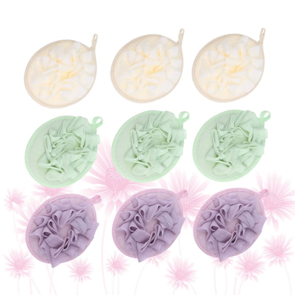 Healifty 9Pcs Bath Puff Assorted Color Soft Comfortable Bath Ball with Rope for Easy Hanging Use