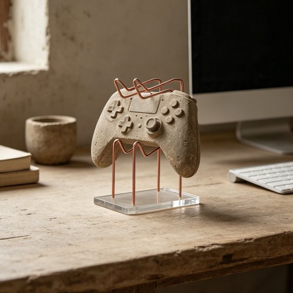Healifty Acrylic Gaming Controller Rack in Rose Plated Gold with Iron Support for Stable Storage and Display