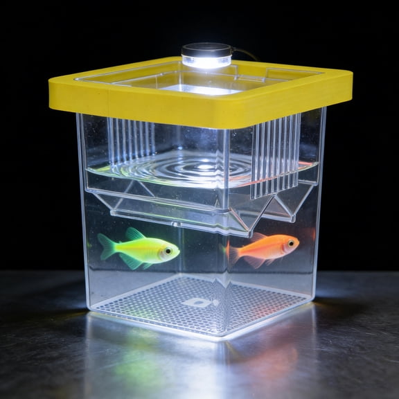 Healifty Aquarium Fish Isolation Box Yellow Acrylic with Removable Divider and Floating Design