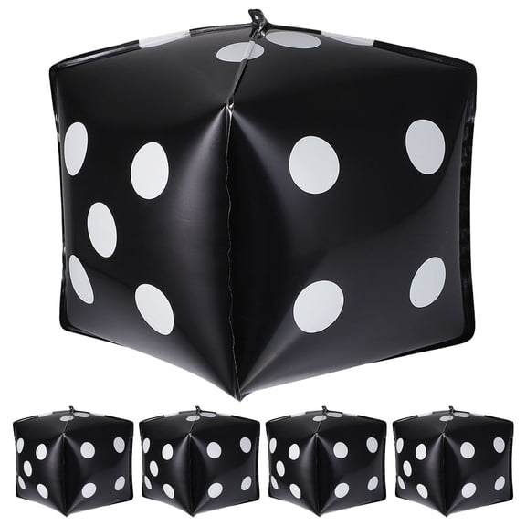 Healifty Balloons Set of 5 Aluminium Foil Jumbo Dice for 90s Theme Birthday Party Decorations Black