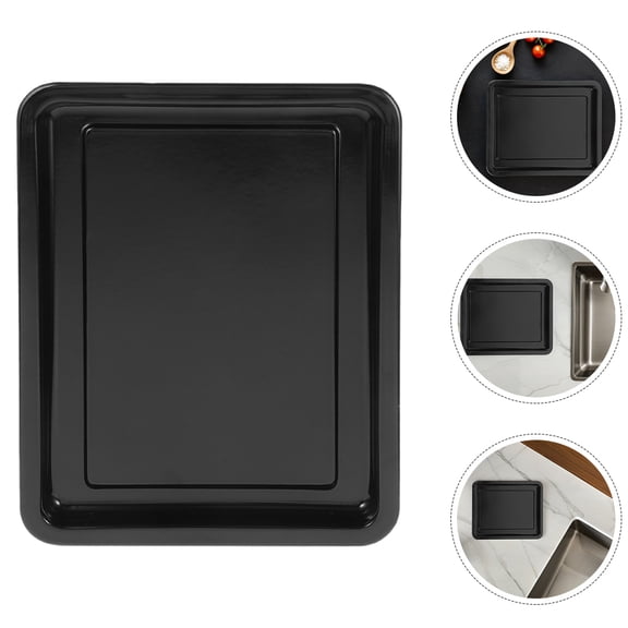 Healifty Black Enamelware Baking Pan Rectangular Design Ideal for Home Oven Roasting