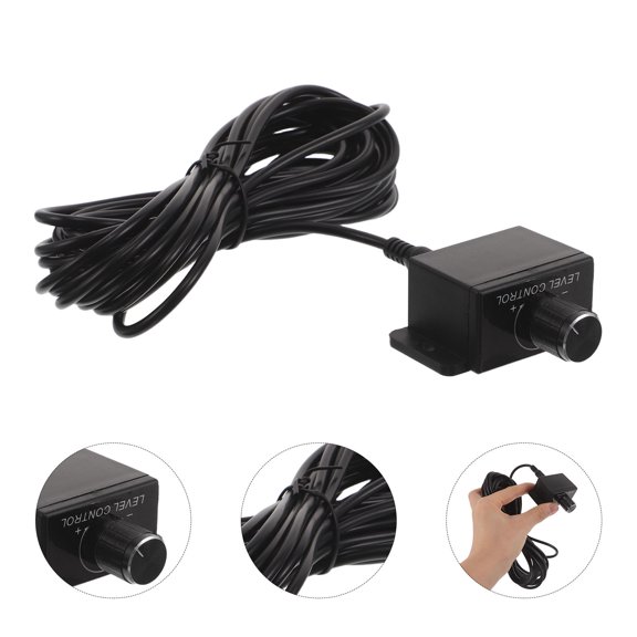 Healifty Black Passive Inline Bass Volume Knob for Car Audio with Wide Compatibility and Extended Cable