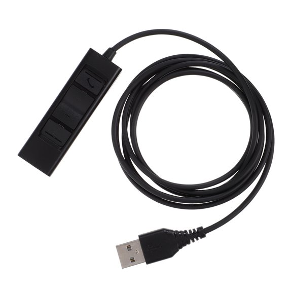 Healifty Black Single Pin Headset USB Control Cable with Built in Volume Mute Mic Functions