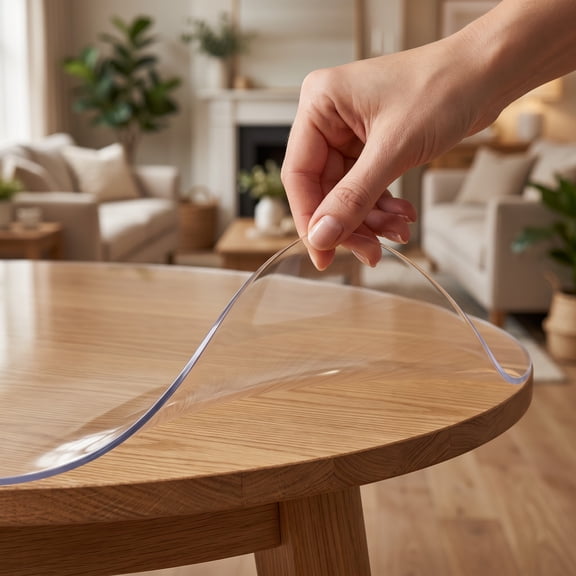 Healifty PVC Clear Round Table Mat Waterproof Oil-Resistant Protection for Home