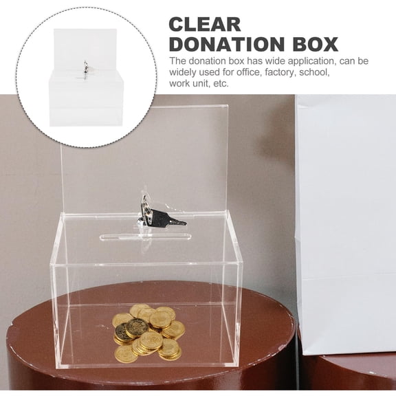 Healifty Clear Suggestion Box with Lock for Office and Factory Fundraising and Comments Collection