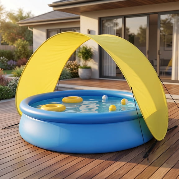Healifty Yellow Inflatable Pool Sunshade with Weather-Resistant Material for Outdoor Swimming Pools
