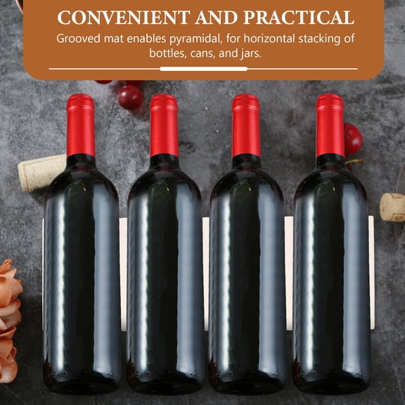 Healifty Stackable Plastic Wine Bottle Holder with Grooved Mat for Countertop Use