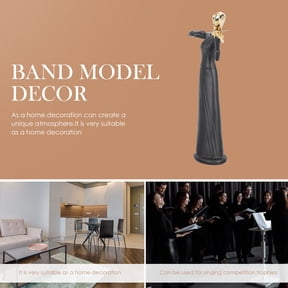 Healifty Elegant Black Resin Music Performance Trophy Band Statue for Home Display