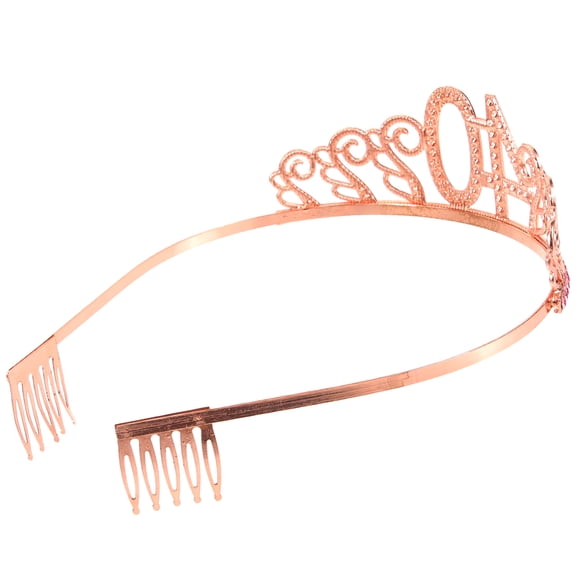 Healifty Crystal Tiara Comb in Golden Alloy with Anti-Allergic Finish for Stylish Hair Accessory