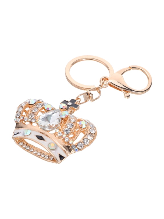 Luxury Bling Keychain Crown Pendant Crystal Key Ring for Handbag Decoration