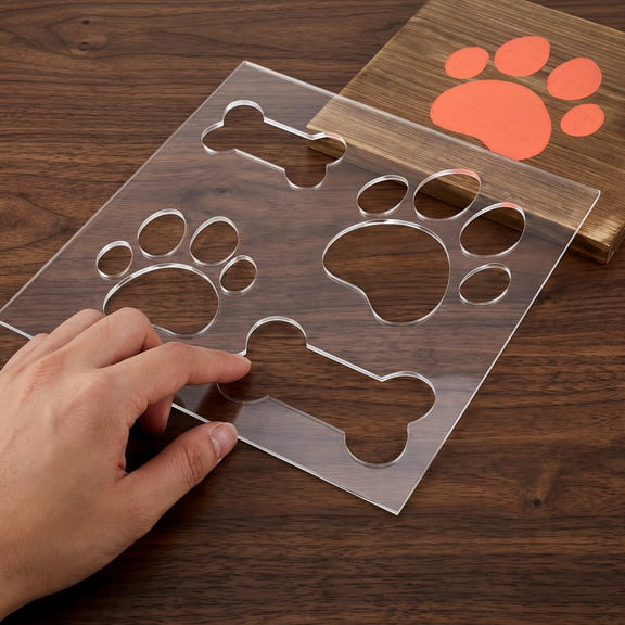 Healifty Clear Acrylic Dog Bone and Paw Shaped Template for Wood Inlay Crafting and Art Projects
