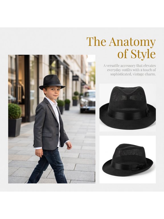 Elegant Black Fedora Hat for Dance and Stage Wear, Soft Cotton Texture and Light Feel