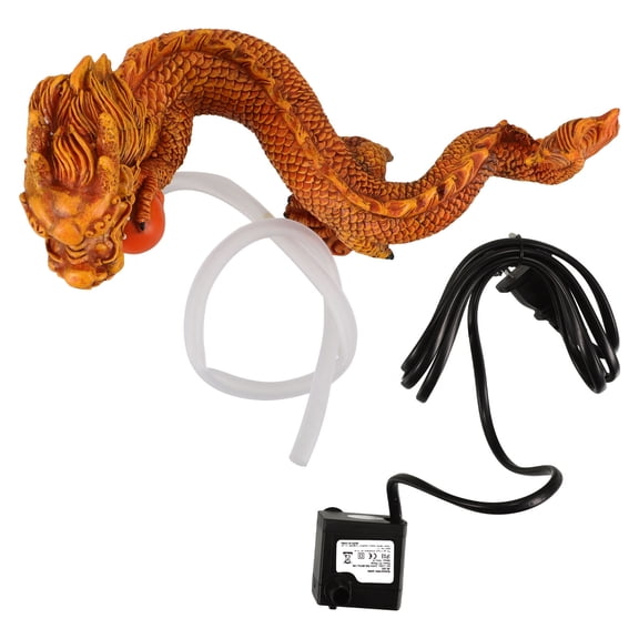 Healifty Orange Resin Dragon Figurine Fish Tank Decor Realistic Aquarium Landscape Ornament