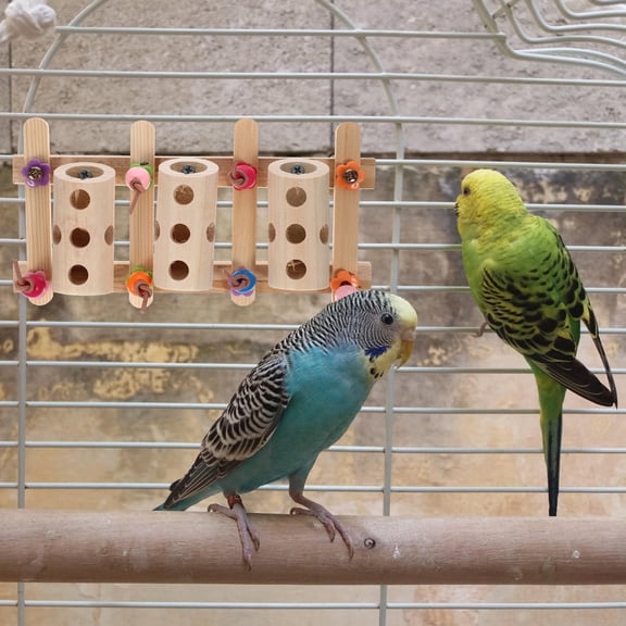 Healifty Foraging Feeders for Parakeets Parrot Foraging Toy Wood 1Pack for Cage Supply