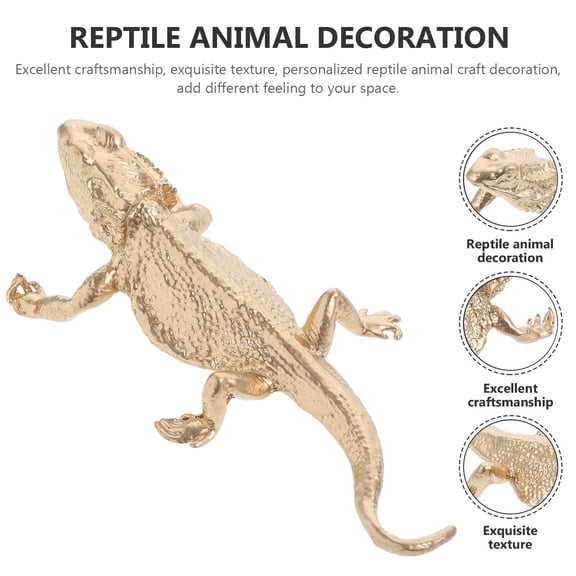 Healifty Golden Metal Lizard Sculpture Sturdy Reptile Figurine Decorative Ornament for Home Or Office
