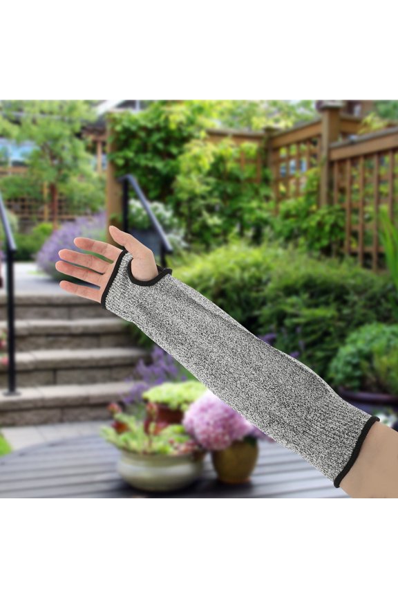Grey Anti-Cut Arm Sleeve Durable Forearm Protection Cover for Gardening Tasks