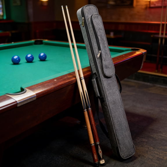 Healifty Grey Pool Cue Case with Multiple Storage Compartments for Accessories and
