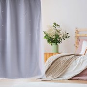 Healifty Hollow-Out Stars Grey Blackout and Net Curtains for Home Decoration