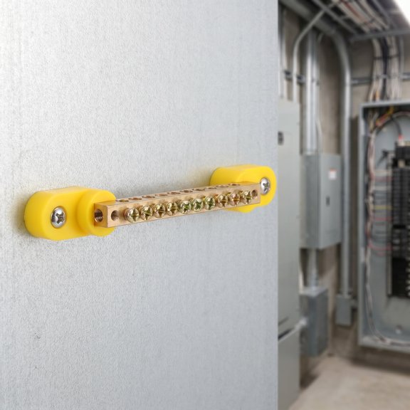 Healifty Ground Bus Bar Copper Terminal Block with Insulated Base for Reliable Electrical Wiring Connections