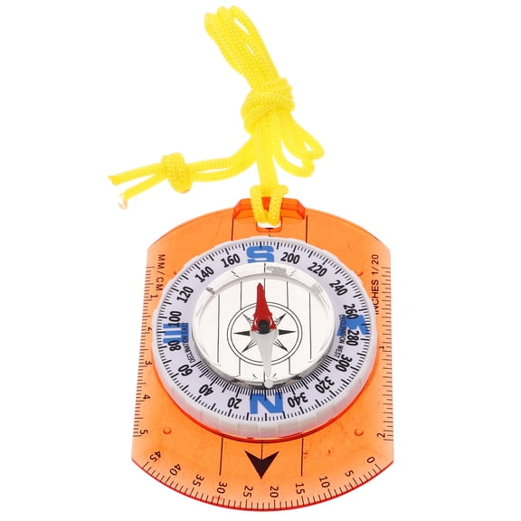 Healifty Orange Acrylic Outdoor Compass with North Pointer and Built-in Ruler for Hiking and Camping