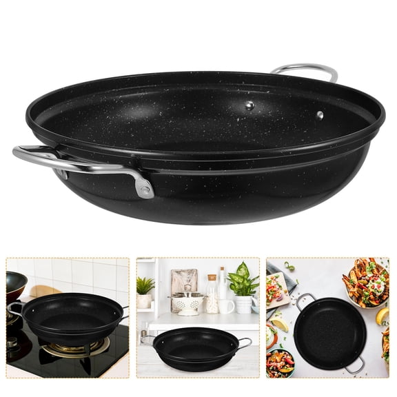 Healifty Iron Core Nonstick Wok Pan, Stir Fry Skillet for Home Kitchen Cooking, Versatile Frying Pan for Vegetables and Meat