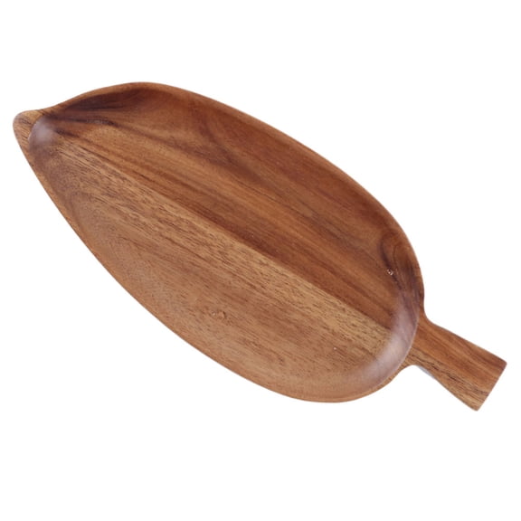 Healifty Leaf Shaped Wood Serving Tray Large Shallow Platter for Family Gatherings