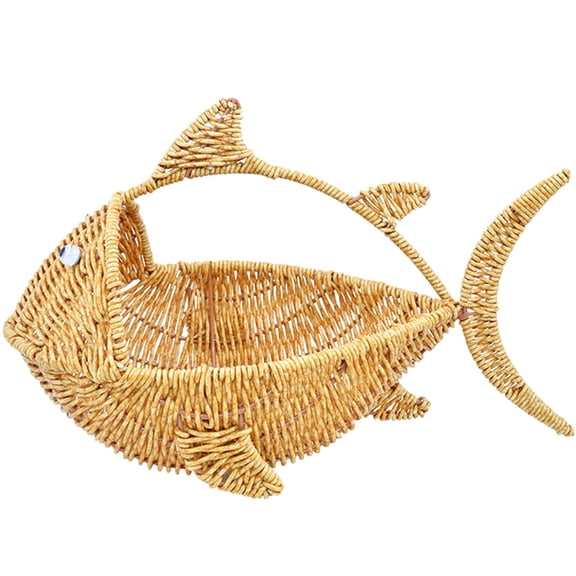 Healifty Light Yellow Decorative Plastic Woven Basket for Candy Cookies and Fruit Storage