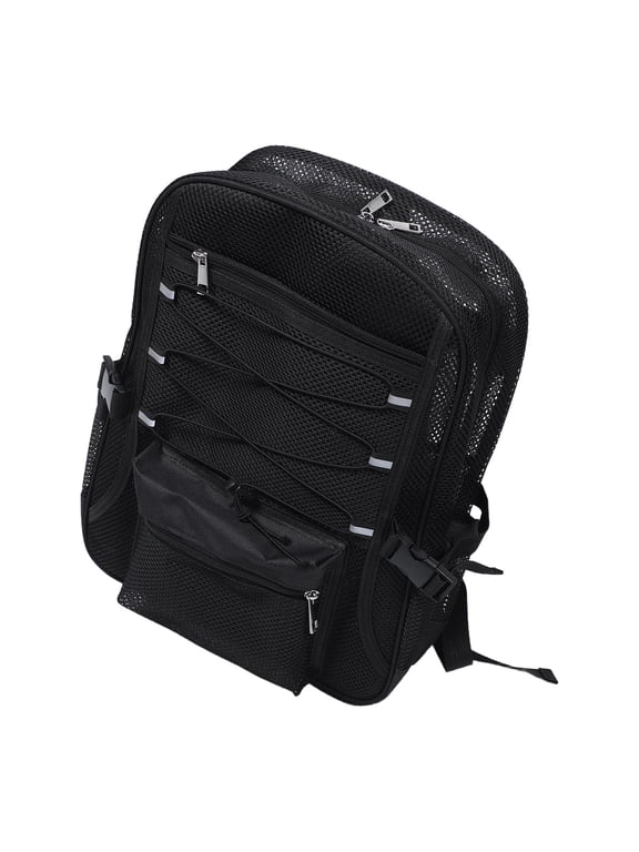 Foldable Mesh Backpack Black Lightweight Breathable for Travel Gym and Outdoor Use