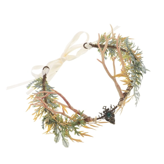 Healifty Medieval Style Green Antler Crown Lightweight Elven Circlet for Renaissance Photo Prop