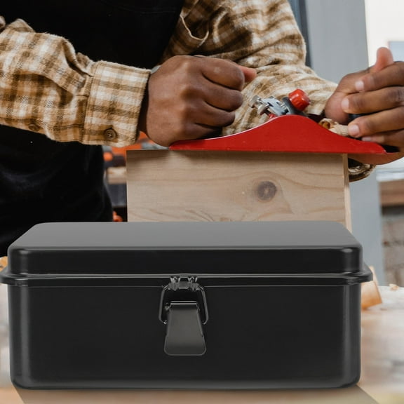 Healifty Metal Tool Box Small Portable Toolbox for Home Garage with Rust Resistant Finish