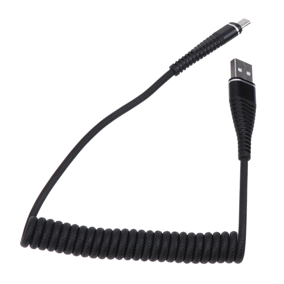 Healifty Telescopic Compact Black USB Charging Cable for Mobile Phones, Fast Data Transfer and Power Cord