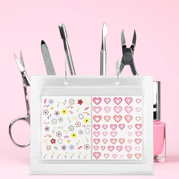 Healifty Nail Art Sticker Display Album with Clear Pages for Easy Viewing and Storage