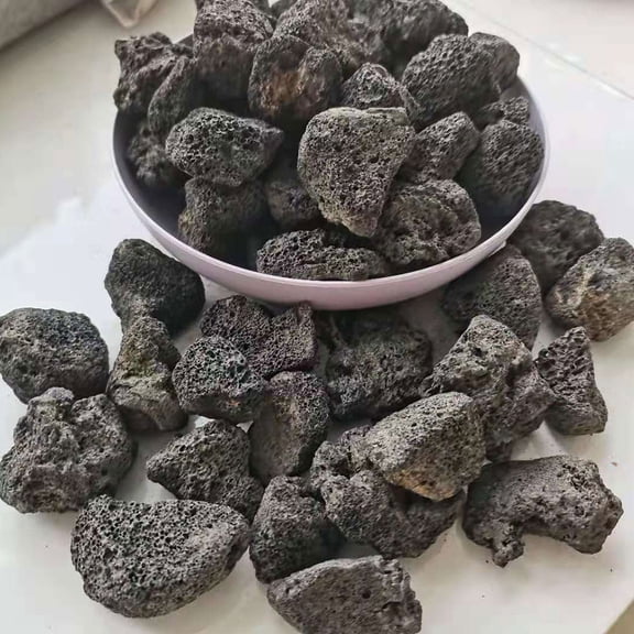 Healifty Natural Black Volcanic Stone Decorative Rocks for Fish Tank Vase and Garden Decoration