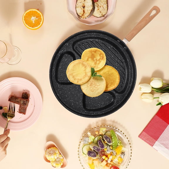 Healifty Nonstick Breakfast Pan with Four Slot Design for Cooking Eggs and Burgers