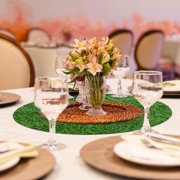Healifty PVC Green Grass Table Runner for Living Room and Office Table Decoration