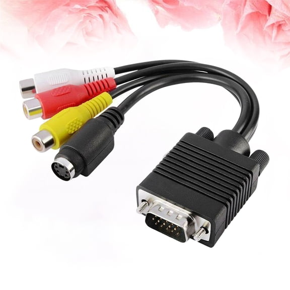 Healifty Pc Adapter Cable Vga to Rca and S-Video TV Converter Cable for Laptop and Desktop Black
