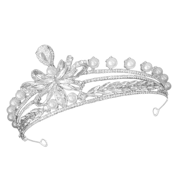 Healifty Plated Silver Bridal Crown Tiaras with Rhinestone for Wedding Bride Hair Decoration