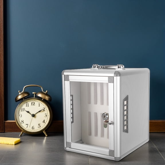 Healifty Plated Silver Aluminum Alloy Cell Phone Lock Box for Classroom - Secure and Organized Storage