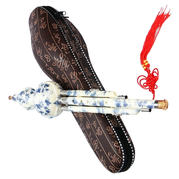 Healifty Porcelain Cucurbit Flute with and White Pattern, Synthetic Material, Ideal for Beginner Musicians