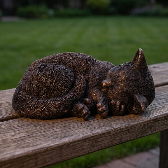 Healifty Realistic Curled Cat Resin Urn for Pet Ashes, and Water-Resistant Memorial Keepsake