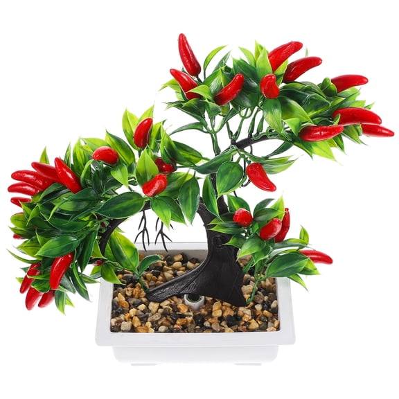 Healifty Realistic Faux Chili Pepper Plant, Artificial Plastic Decorative Potted Greenery for Home, Office, Indoor Decor