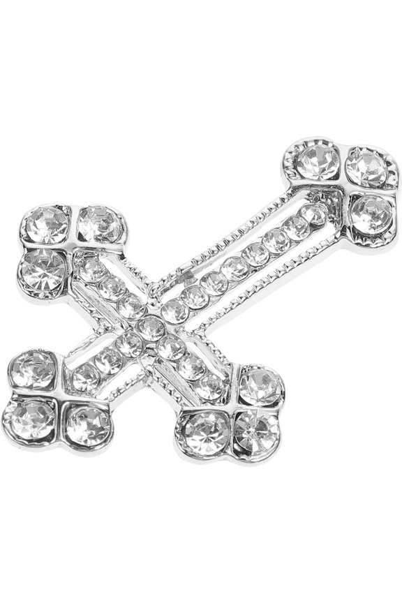 Rhinestone Cross Brooch Pin with Sparkling Decoration, Elegant Lapel and Dress Accessory for Women