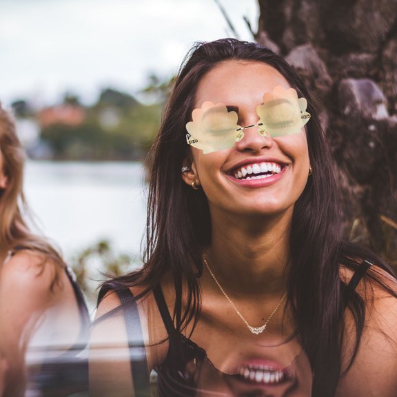 Healifty Seashell Rimless Sunglasses Transparent Frame Durable Metal Legs for Party Favors and Costume