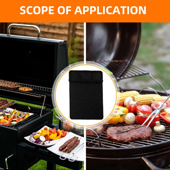 Healifty Silicone Grill Tool Rest Mat Black for Bbq Griddle and Kitchen Countertop