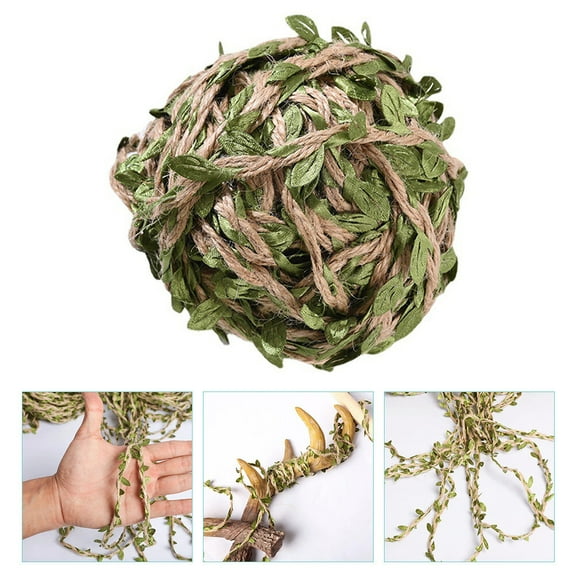 Healifty Simulation Leaf Rope with Burlap String and Artificial Green Leaves for Festival Decoration