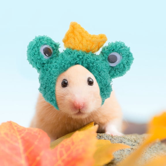 Healifty Green Small Pet Hat with Adjustable Strap for Hamsters Lizards and Hedgehogs