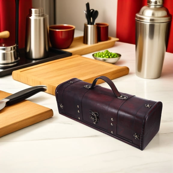 Healifty Solid Wood Red Wine Box for Decorative Storage and Secure Wine Carrying